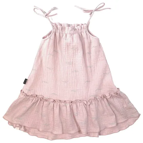 Sukienka 005-23 WINDY MUSLIN DRESS / LIGHT PINK & WAVE - GOTS