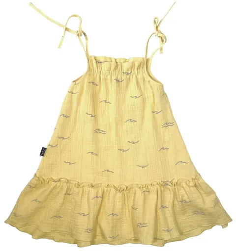Sukienka 006-23 WINDY MUSLIN DRESS / YELLOW & WAVE - GOTS