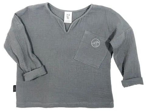 Bluzka 044-23 MUSLIN BLOUSE - GRAPHITE - GOTS