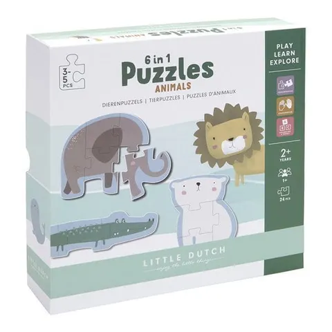 Little Dutch 2 lata+ Puzzle Zoo 6 elementów FSC LD4899