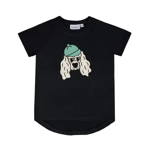 T-Shirt gładki PIESEK CZARNY - DOGGIE BLACK / SINGLE T-SHIRT