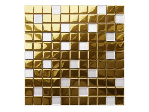 MOZAIKA SZKLANA ZŁOTA BIAŁA PERŁA SOLARIS 30x30cm 8mm