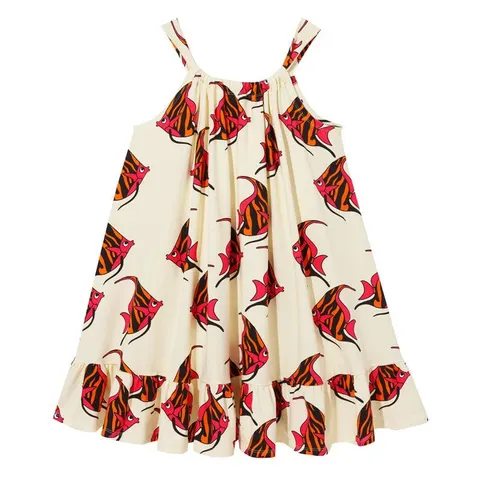 Sukienka Bow Dress BEIGE orange-pink fish