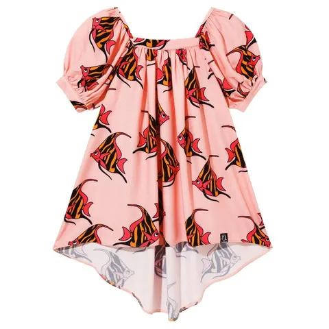 Sukienka Puffed Dress PINK orange-pink fish