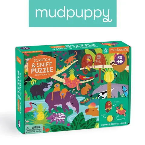Mudpuppy 4 lata+ Puzzle sensoryczne z elementami zapachowymi Owocowa dżungla 60 el.