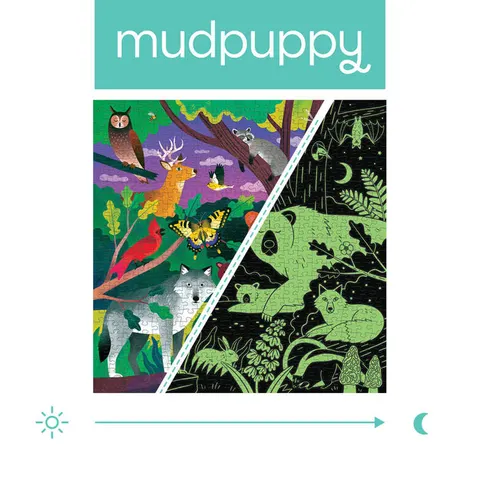 Mudpuppy 8 lat+ Puzzle świecące w ciemności Las 500 el. rodzinne