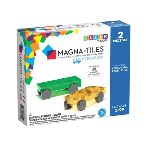 MAGNA-TILES 3 lata+ Klocki Magnetyczne Cars 2 el. Żółty i Zielony Zestaw do rozbudowy Magna-Tiles®