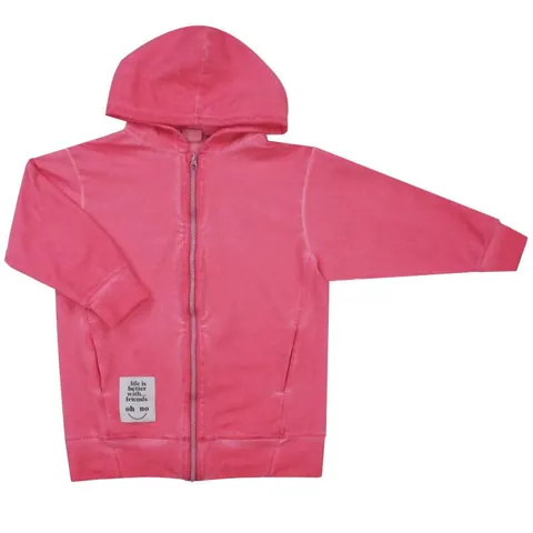 Bluza z kapturem na zamek - RÓŻOWA (opierana)