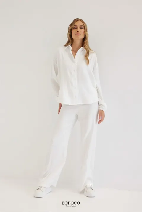 Spodnie z wiskozy ŚMIETANKOWE bootcut -50%