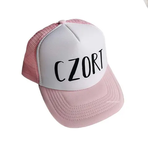 Czapka z daszkiem CZORT biało-różowa