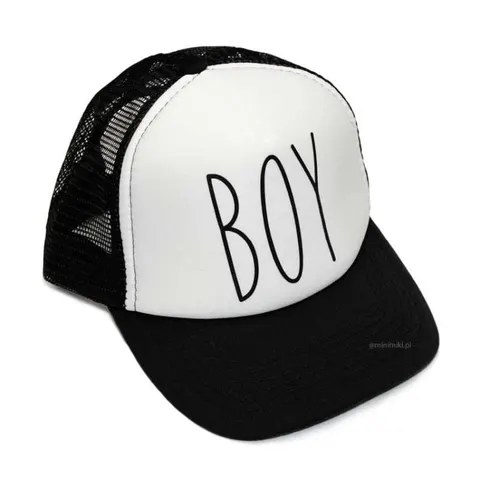 Czapka z daszkiem BOY biało-czarna
