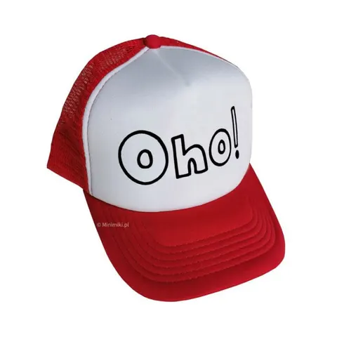 Czapka z daszkiem OHO! biało-czerwona