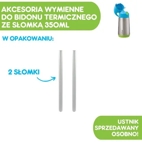 Zestaw słomek 2 szt. do bidonu termicznego 350 ml | b.box